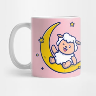 Cute Sheep Sitting On The Moon Mug